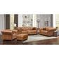 Hydeline York Stationary Leather Loveseat in Saddle, , large