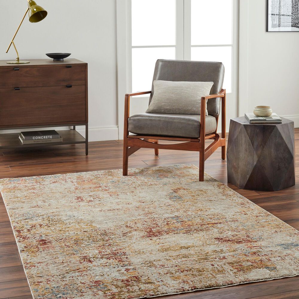 Surya Mona Lisa Abstract 10&#39; x 14&#39; Tan, Mustard, Olive, Sage, Brick Red, Dark Blue and Burgundy Area Rug, , large