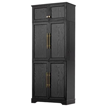 HOMLUX HOMLUX 78.2" Tall Farmhouse Kitchen Pantry Cabinet with 8 Door Shelves, Storage Cabinet with 4 Adjustable Shelves, Hidden Drawer, Wine Rack, Versatile Cupboard for Kitchen, Dining & Bathroom, Ash Black, , large