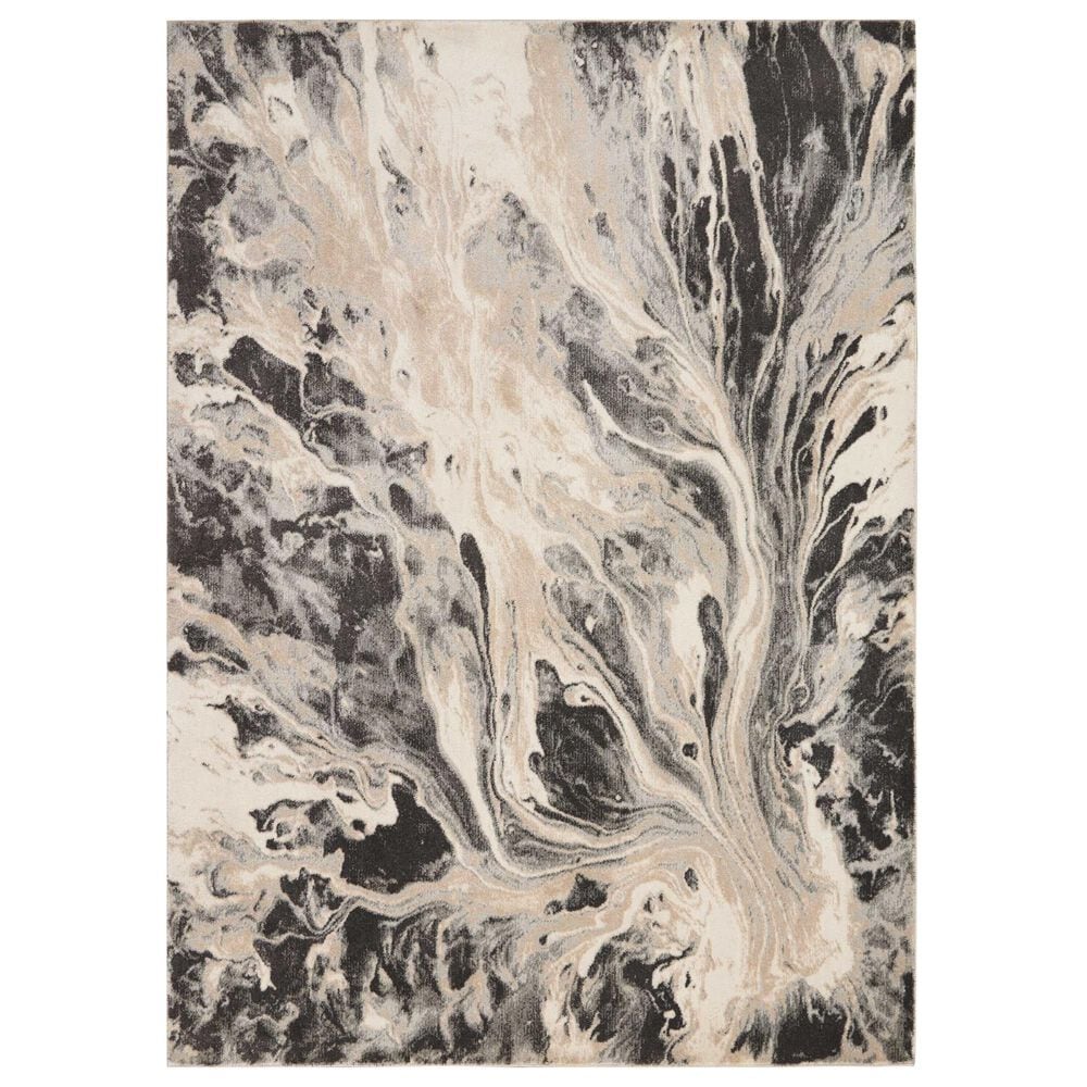 Nourison Elegance 5"3" x 7"3" Charcoal, Beige and Cream Area Rug, , large