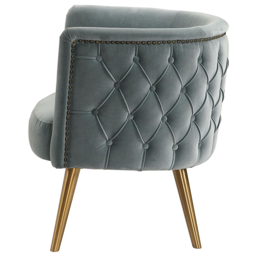 Uttermost Haider Accent Chair in Slate Blue Velvet, , large