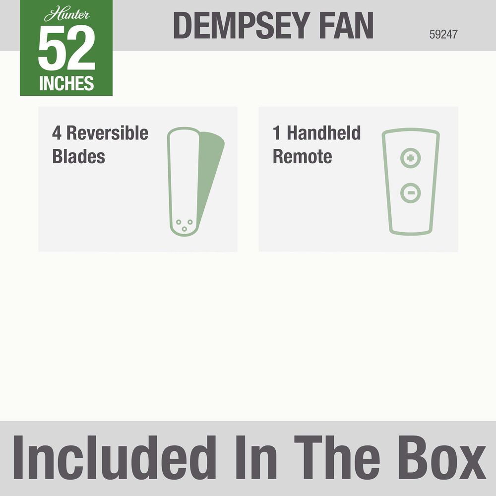 Hunter Dempsey 52&quot; Ceiling Fan in Brushed Nickel, , large