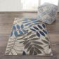 Nourison Aloha Grey and Blue 2" x 3" Indoor/Outdoor Area Rug, , large
