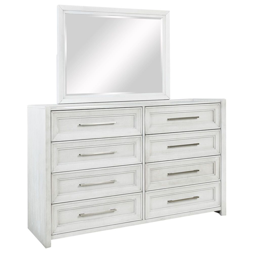 Sasha Lee 8-Drawer Dresser and Mirror in Brushed White, , large