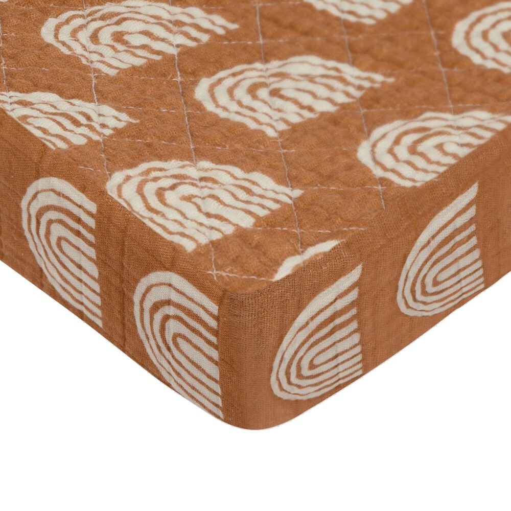 Babyletto Terracotta Rainbow Changing Pad Cover in White and Brown, , large