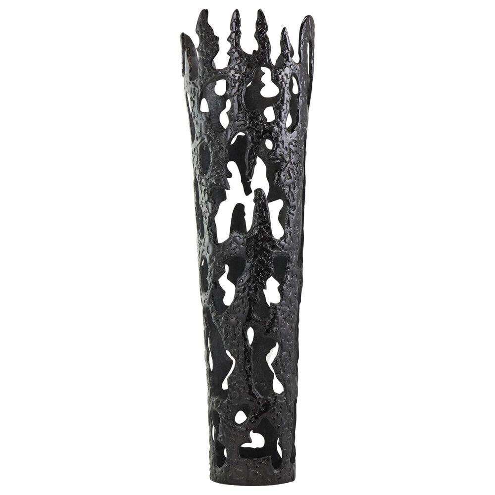 Maple and Jade 9" Abstract Drip Decorative Vase with Melting Designed Body in Black, , large