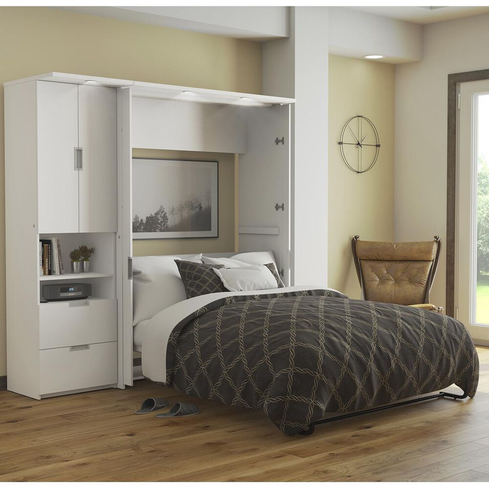 Bestar Lumina 2 Piece Full Wall Bed in White, , large