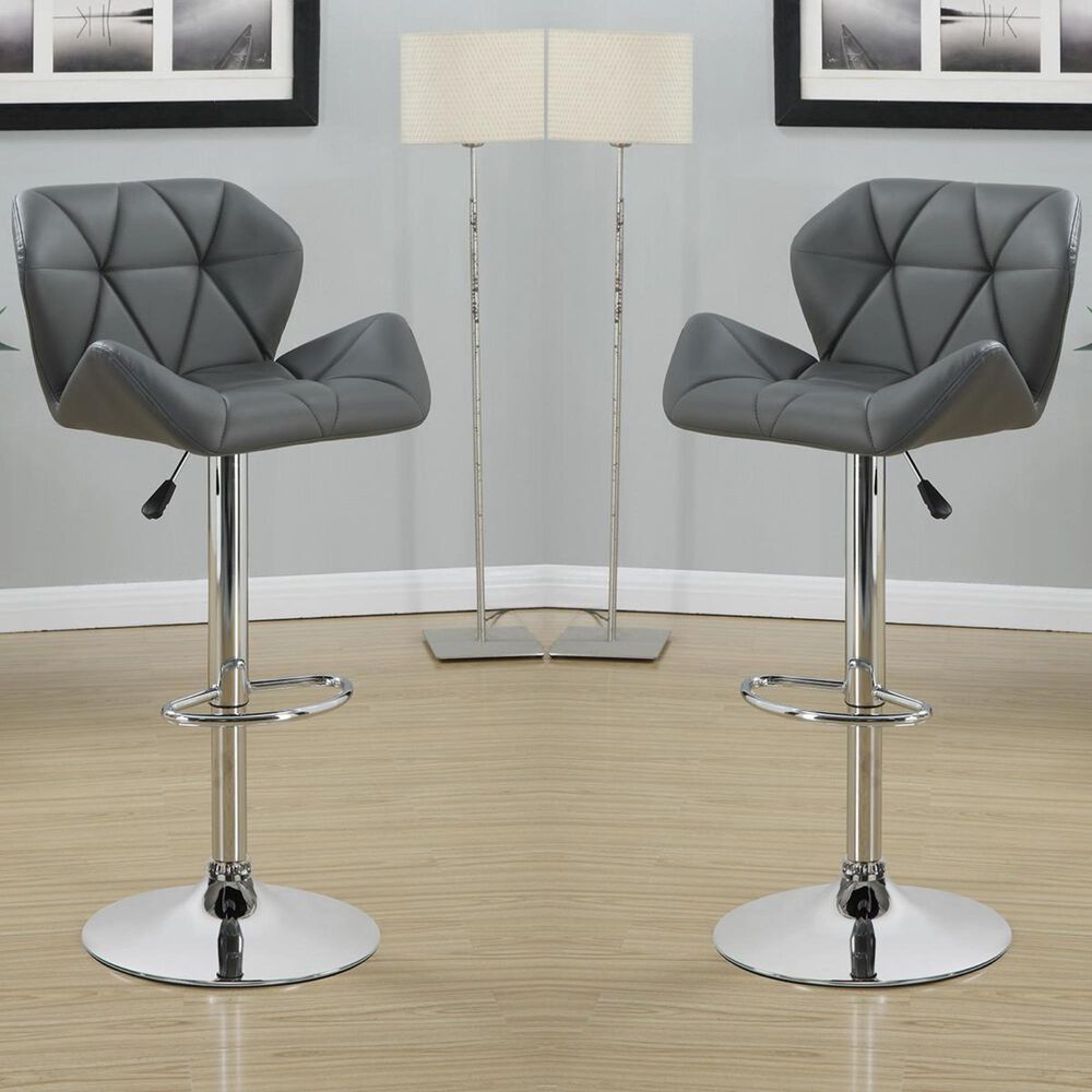 Pacific Landing Adjustable Bar Stool with Chrome Base in Grey - Set of 2, , large