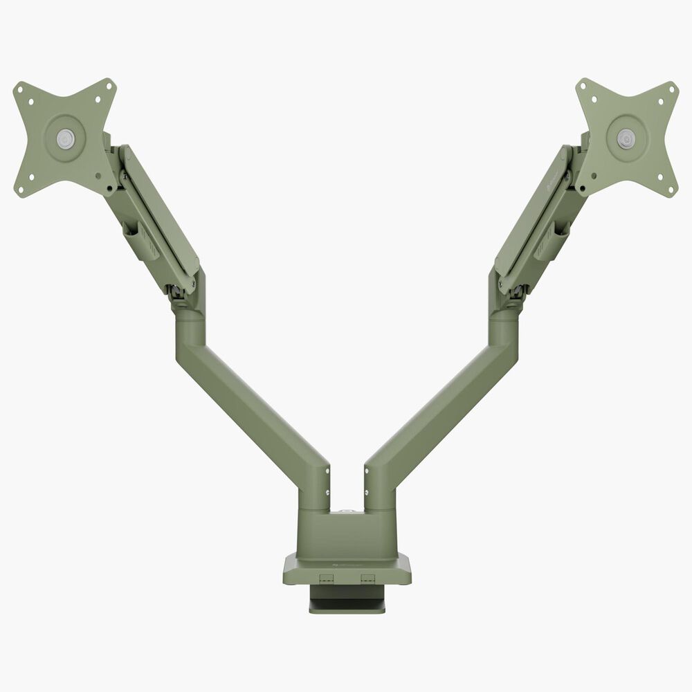 Arozzi Alzare Neo Duo Dual Arm Gas Spring Monitor Arm in Forest Green, , large