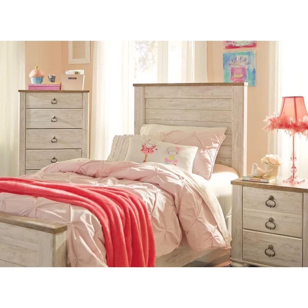 Ashley Willowton Twin Panel Bed in Whitewash, , large