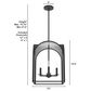 Hunter Dukestown 15" 4-Light Lantern Pendant in Natural Iron and Gold Leaf, , large
