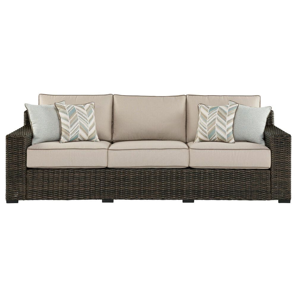 Ashley Coastline Bay Stationary Patio Sofa in Brown, , large