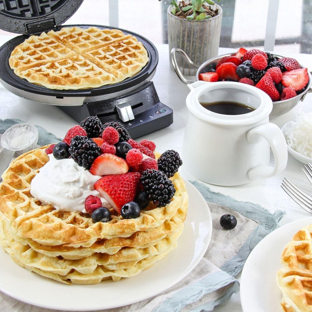 Cuisinart Round Classic Waffle Maker in Brushed Stainless Steel and Black, , large