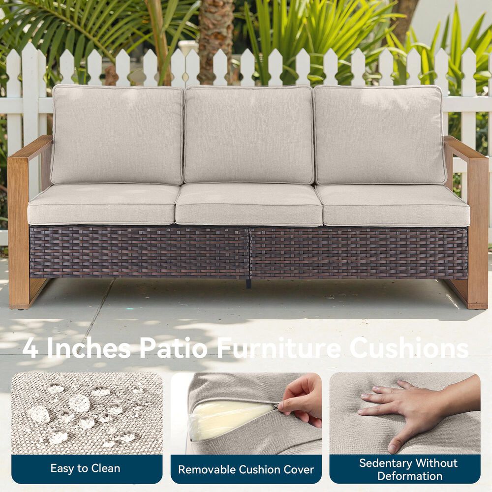 Sunwell Garden 4-Piece Patio Fire Pit Set in Beige, , large