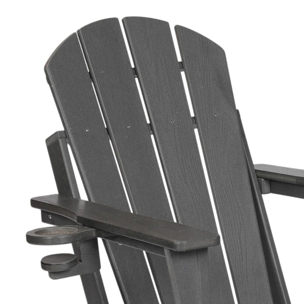 Hearth and Haven 34" Outdoor Folding Adirondack Chair with Cup Holder in Gray, , large
