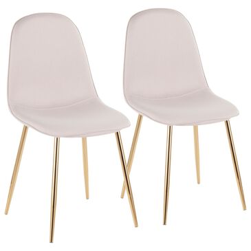 Lumisource Pebble Dining Chair in Beige/Gold (Set of 2), , large