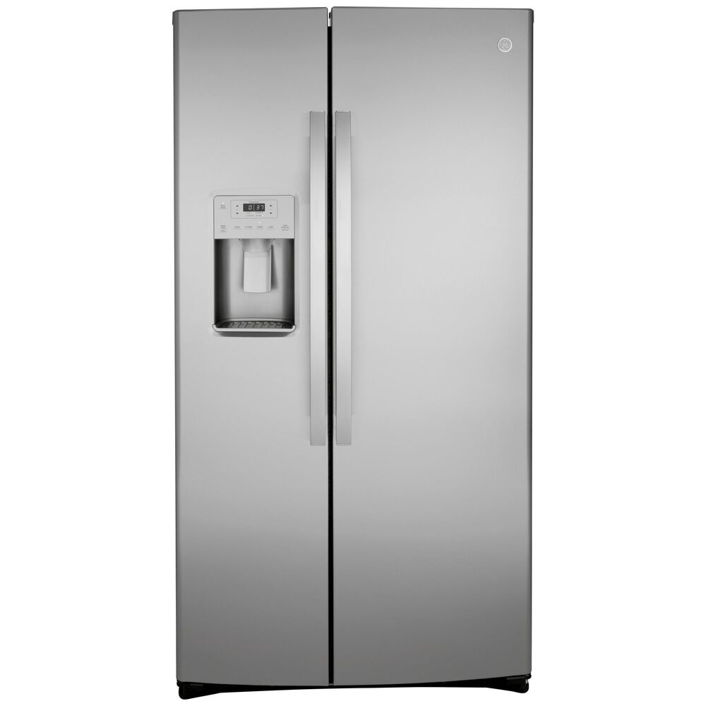 GE Appliances 21.8 Cu. Ft. Counter Depth Side by Side Refrigerator in Stainless Steel, , large