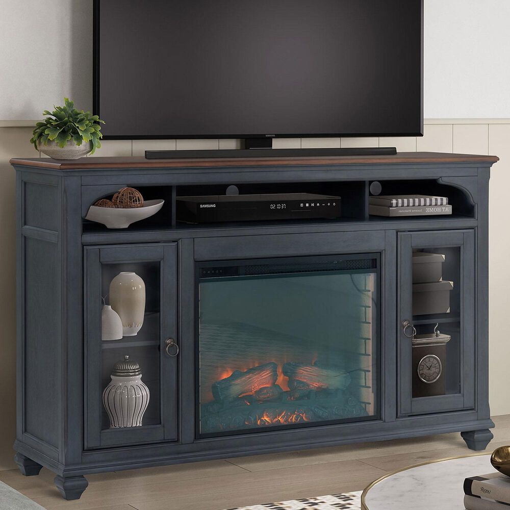 Legends Furniture Americana 66&quot; Fireplace TV Stand in Corduroy Blue, , large