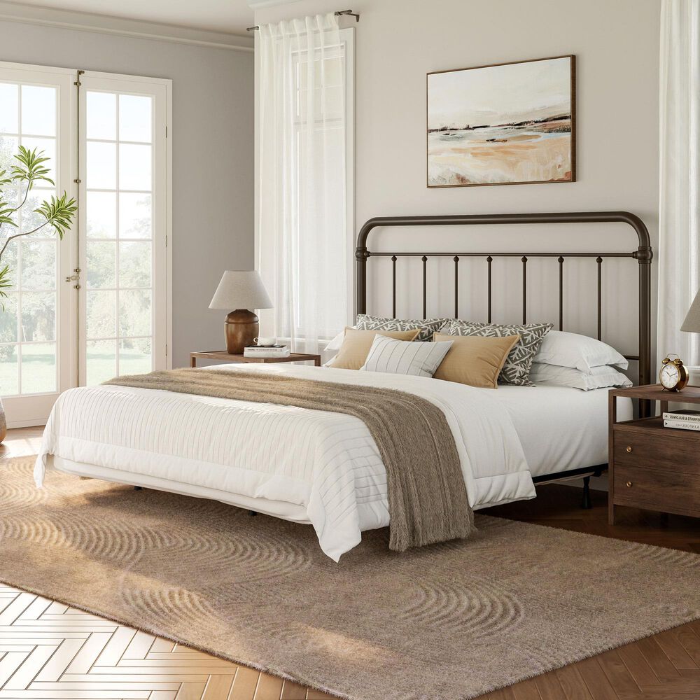 Richlands Furniture Kirkland King Slat Metal Bed in Dark Bronze, , large