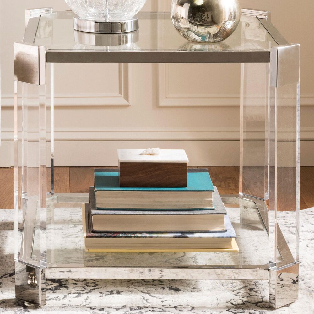 Safavieh Gianna End Table in Acrylic and Stainless Steel, , large