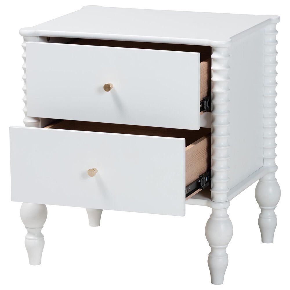 Baxton Studio Callison 2-Drawer Nightstand in White, , large