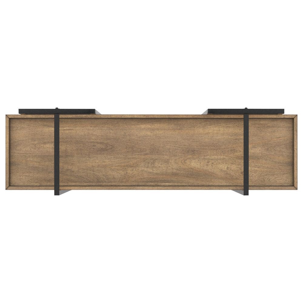 Ashley Montia 2-Piece Desk and Bookcase Set in Light Brown and Gunmetal Gray, , large