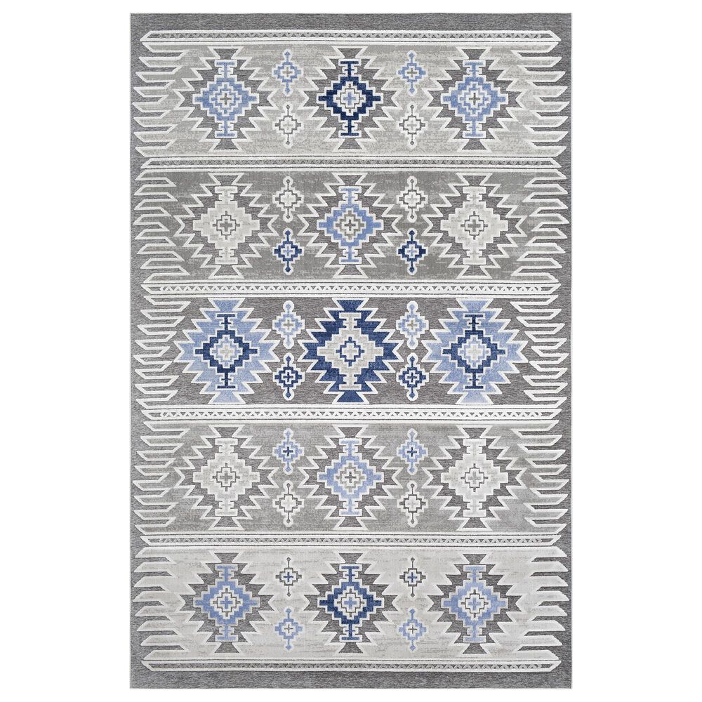 Surya Dantel DTL-2306 6"9" x 9" Gray, Silver, Taupe and Blue Area Rug, , large