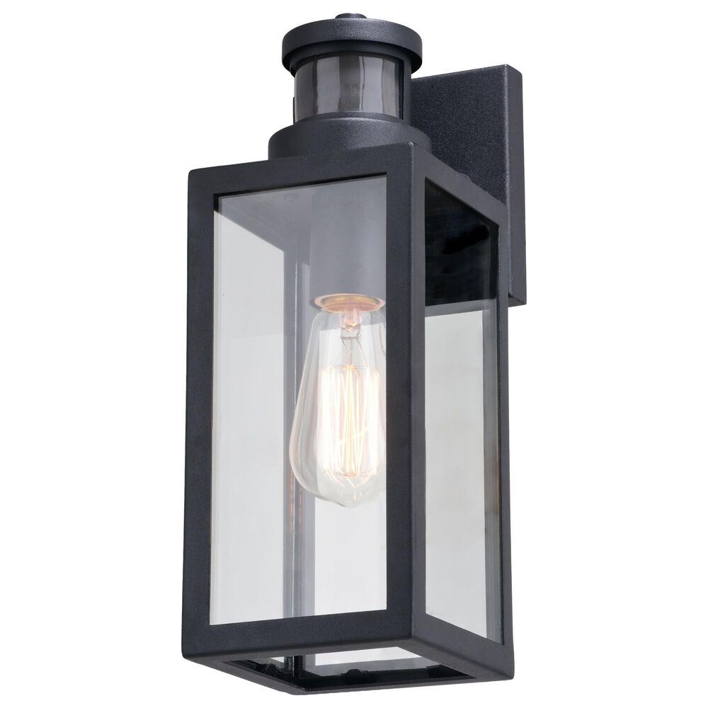 Vaxcel Lombard 4.75" 1-Light Outdoor Motion Sensor Wall Lantern in Textured Black, , large