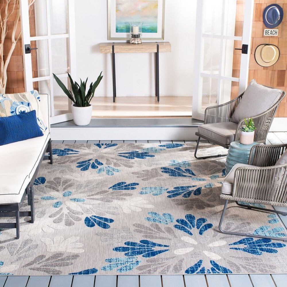 Safavieh Cabana CBN800F 9&#39; x 12&#39; Grey and Blue Indoor/Outdoor Area Performance Rug, , large
