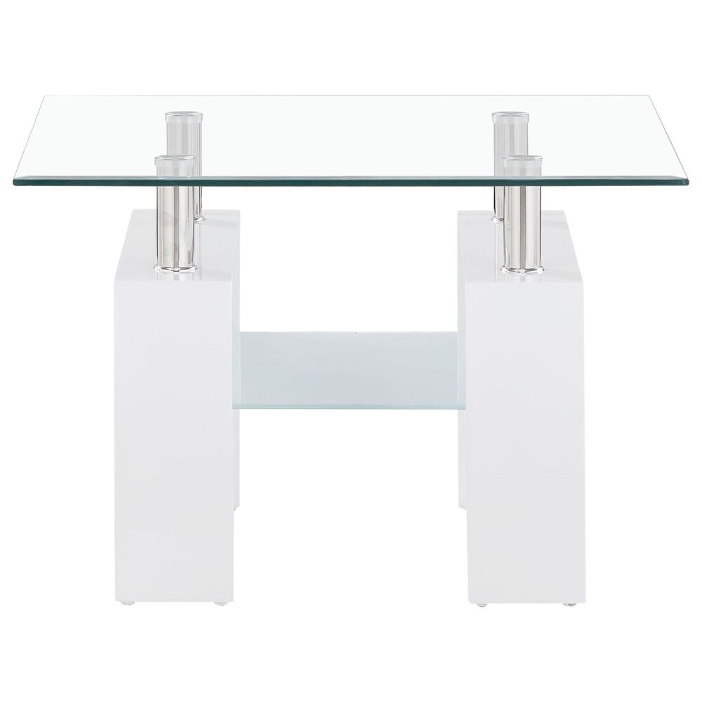 Global Furniture USA End Table in White and Clear, , large