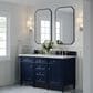 James Martin Brittany 60" Double Bathroom Vanity in Victory Blue with Single Hole 3 cm White Zeus Quartz Top and Rectangular Sinks, , large
