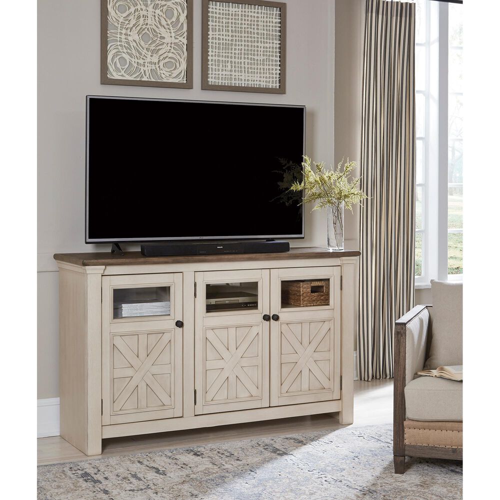Signature Design by Ashley Bolanburg 60" TV Stand in Textured White and