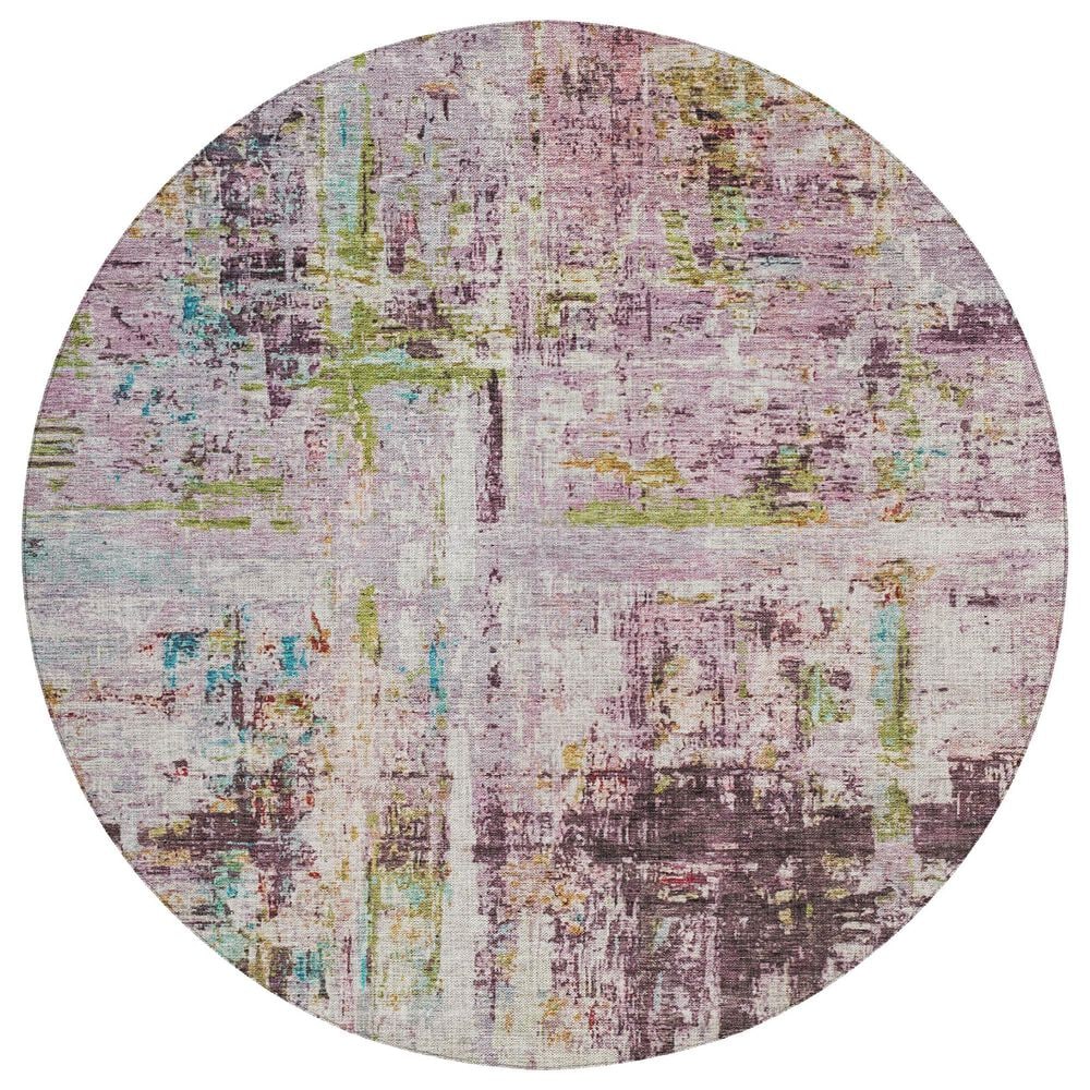 Dalyn Rug Company Nouveau NV2 8" Round Lavender Indoor/Outdoor Area Rug, , large