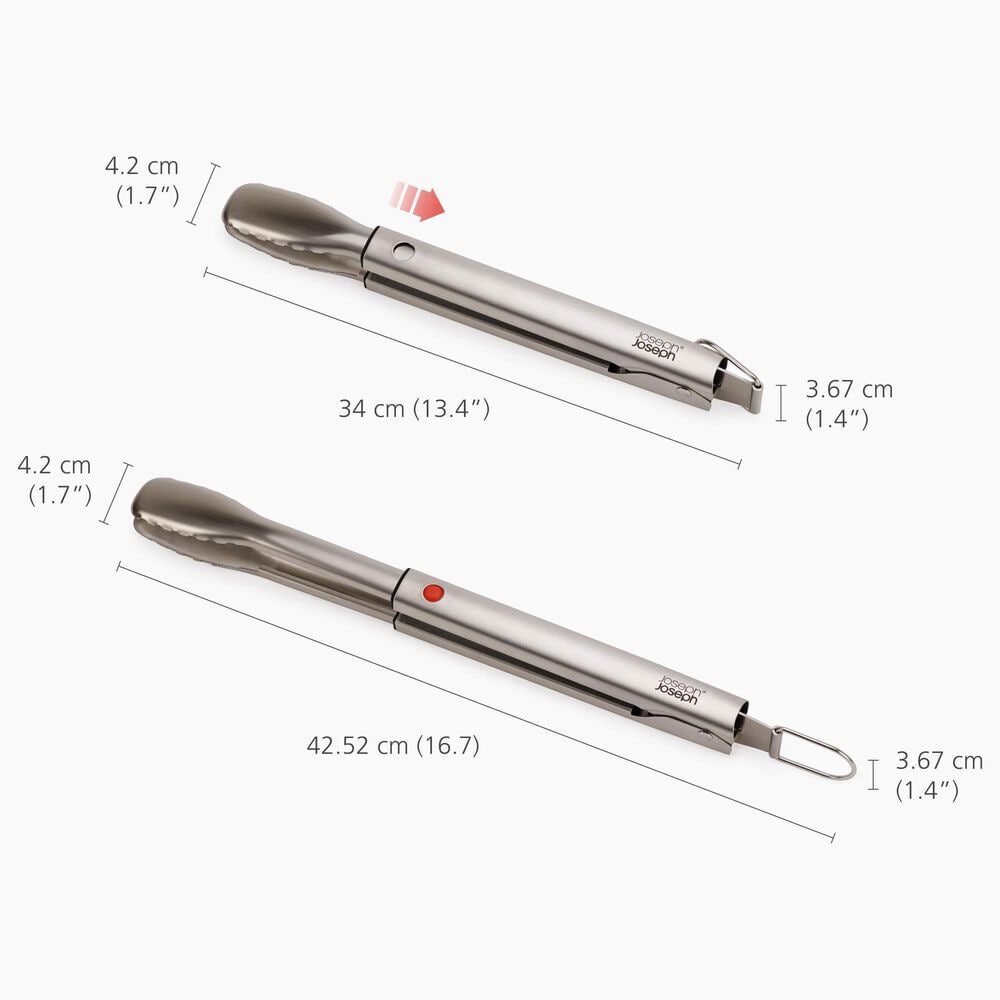 Joseph Joseph GrillOut BBQ Tongs with Retractable Head in Stainless Steel, , large