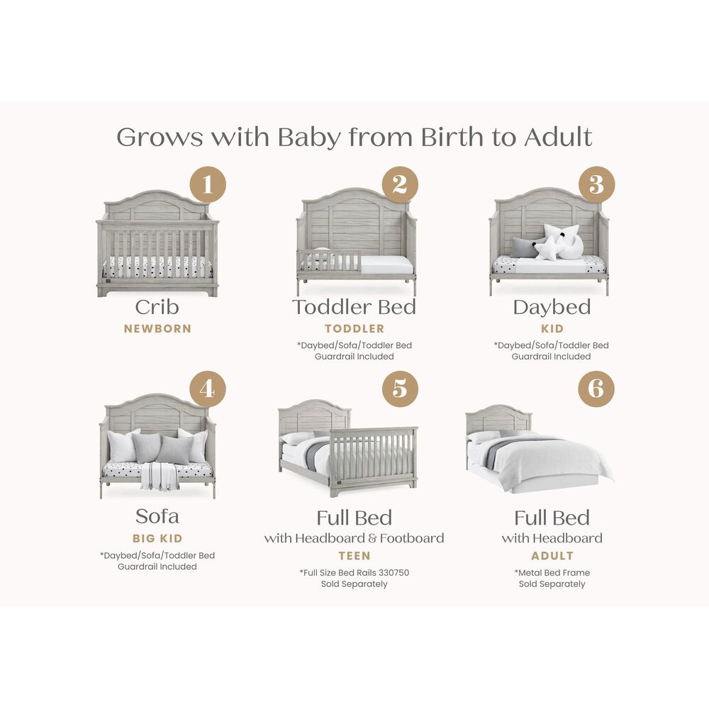 Delta Children Asher 6-In-1 Convertible Crib in Rustic Mist, , large