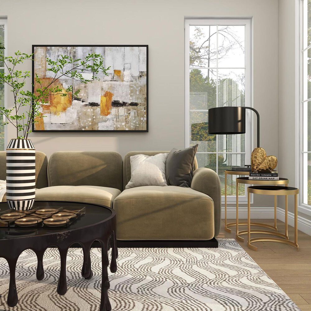 Maple and Jade 3-Piece Round Nesting Accent End Table Set in Gold and Black, , large