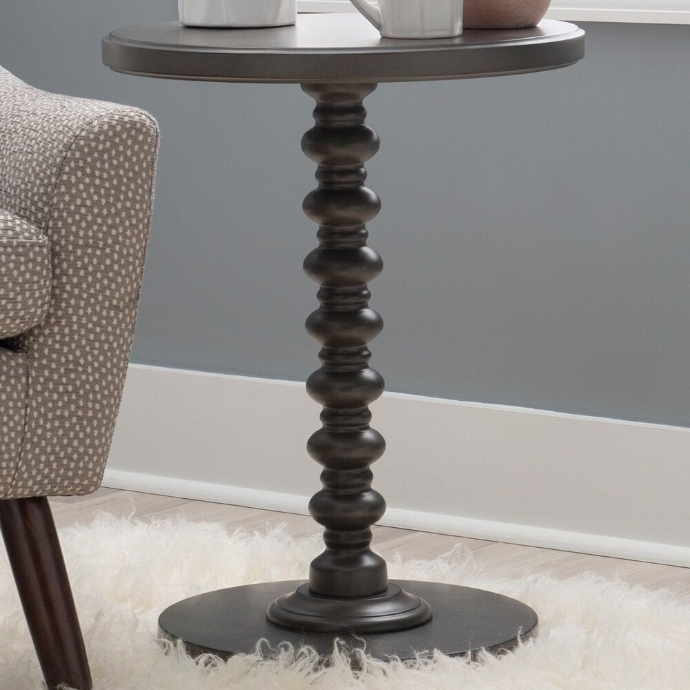 Linon Home Decor Aurora Round Side Table in Dark Grey, , large