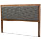Baxton Studio Iden Queen Panel Headboard with Dark Grey Fabric in Walnut Brown, , large