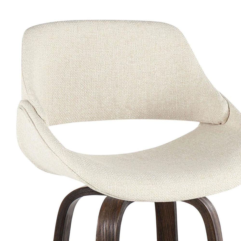 LumiSource Fabrico 26" Swivel Fixed-Height Counter Stool with Cream Noise Fabric Upholstery in Black and Glazed Walnut (Set of 2), , large
