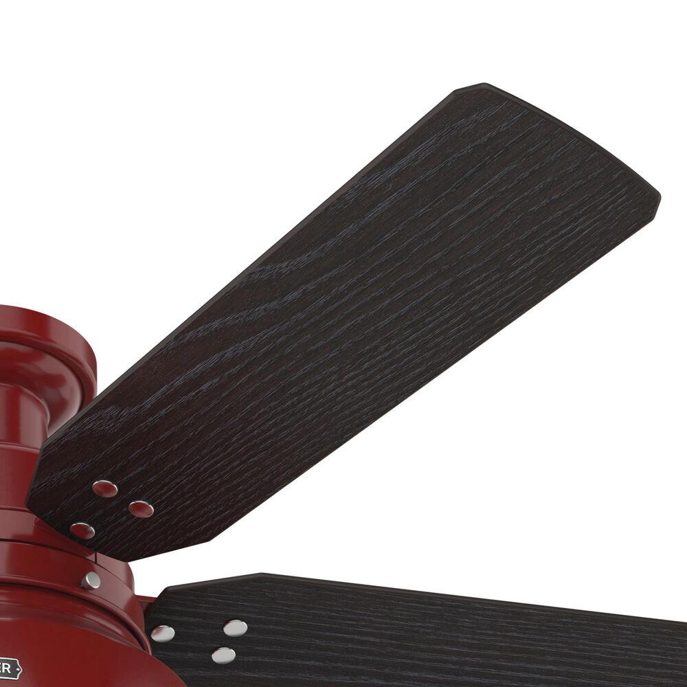 Hunter Mill Valley Low Profile 52&quot; Outdoor Ceiling Fan with Light in Barn Red, , large