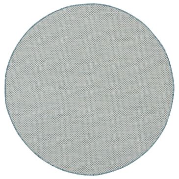 Nourison Courtyard Ivory and Aqua 5" Round Indoor/Outdoor Area Rug, , large