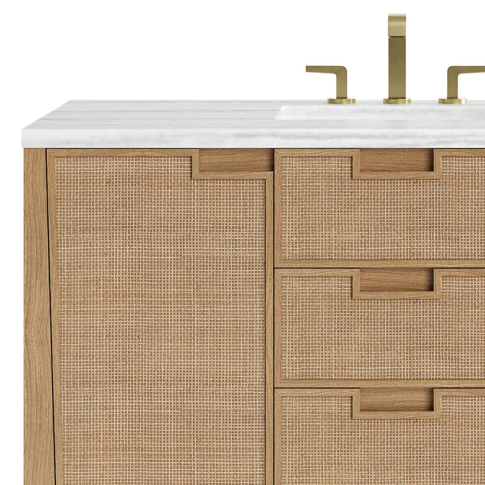 James Martin Vanities Solene 48&quot; Single Bathroom Vanity in Seaside Oak with 3 cm Arctic Fall Solid Surface Top and Rectangular Sink, , large