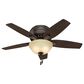 Hunter Newsome Low Profile 42" Ceiling Fan with Frosted Amber Lights in Premier Bronze, , large