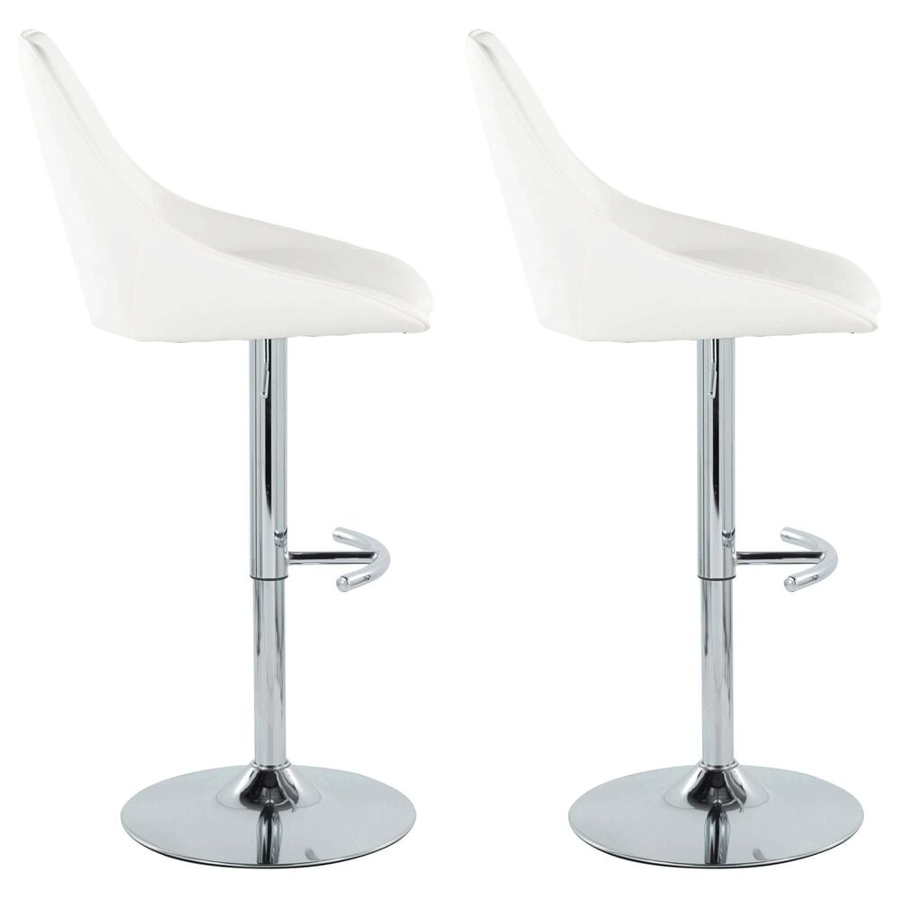 LumiSource Diana Adjustable Barstool with White Faux Leather Upholstery in Chrome (Set of 2), , large