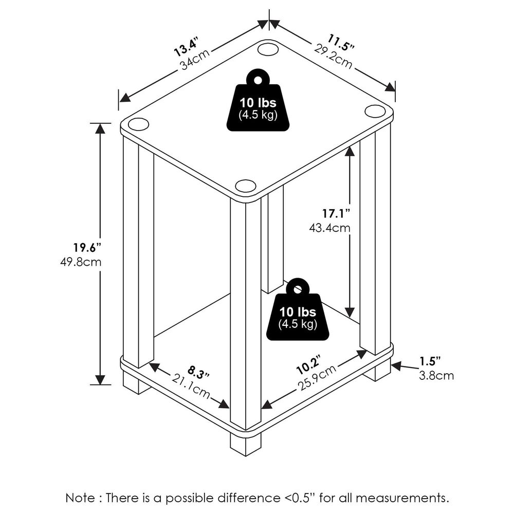 HOMLUX 2-Tier Small End Table in White (Set of 2), , large