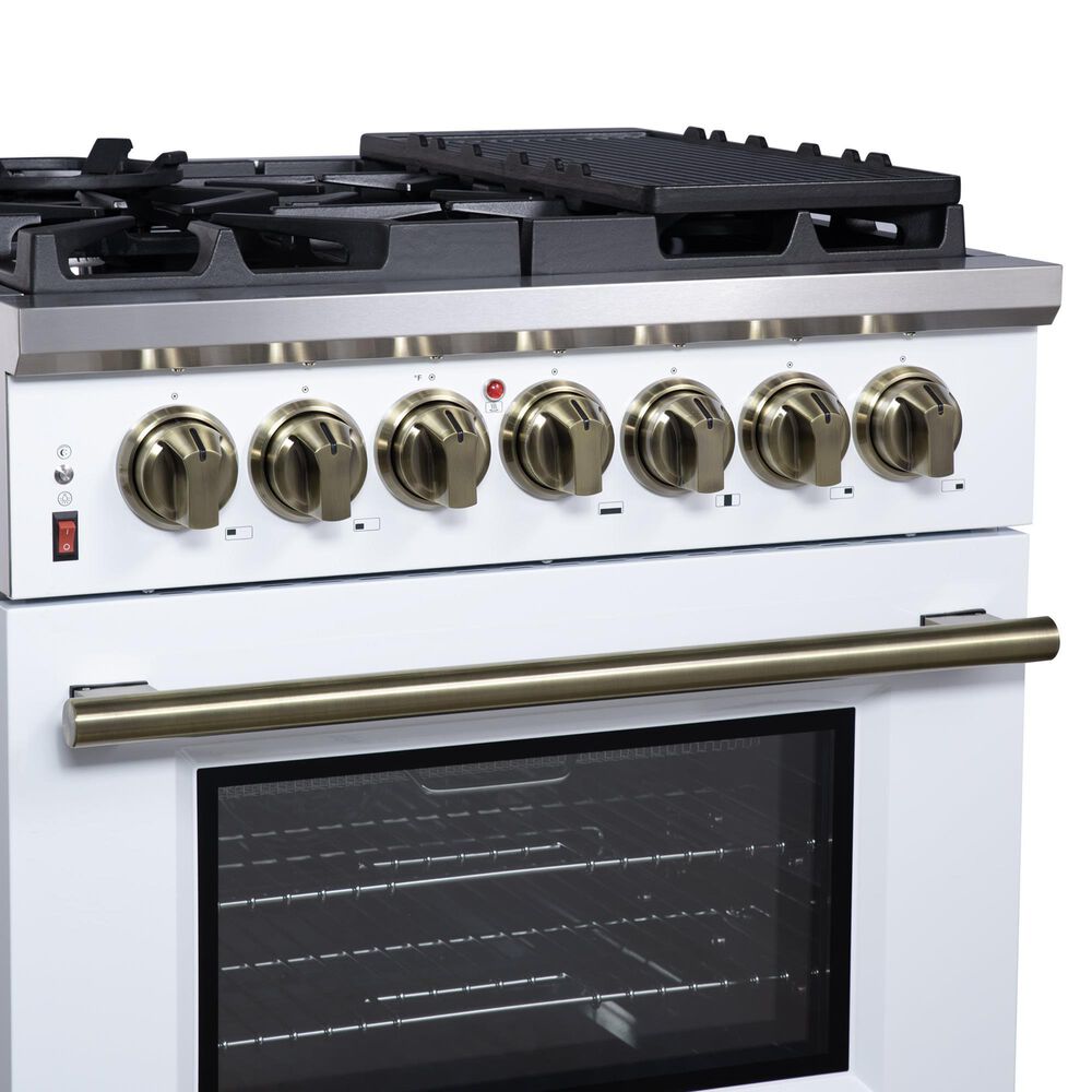 Forno Massimo 30" Freestanding Dual Fuel Range in White, , large