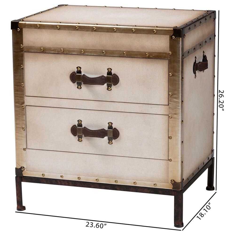 Baxton Studio Laura 2-Drawer End Table Trunk in White, , large