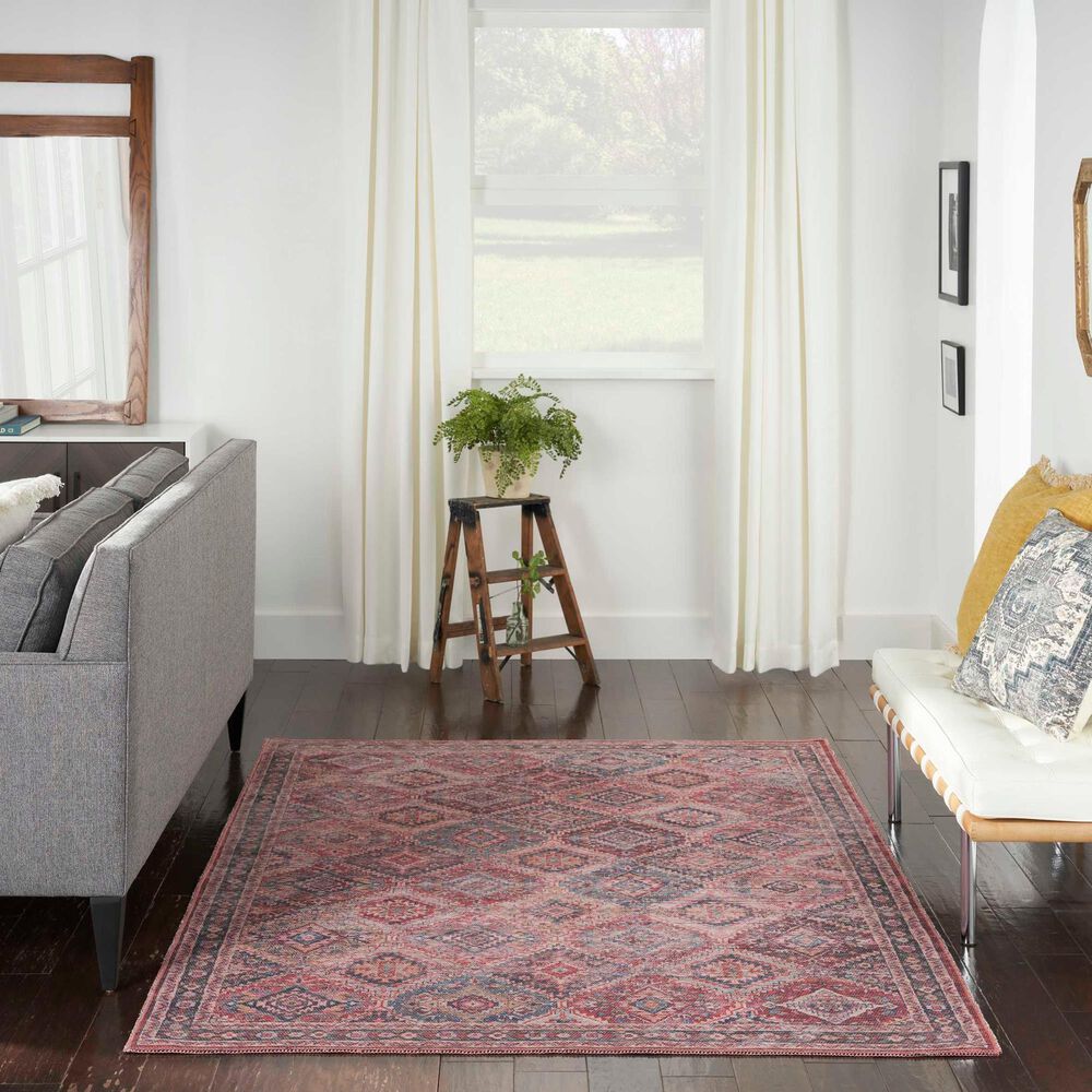 57 Grand by Nicole Curtis Series 1 4&#39; x 6&#39; Brick Red and Navy Blue Area Rug, , large