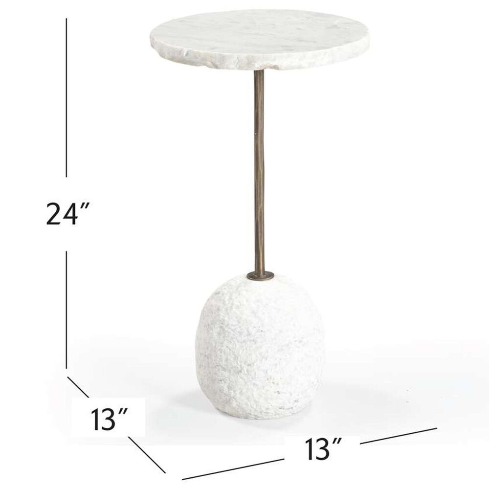 Bassett Mirror Company Aeirith Accent Table in Natural Edge White and Antique Brass, , large