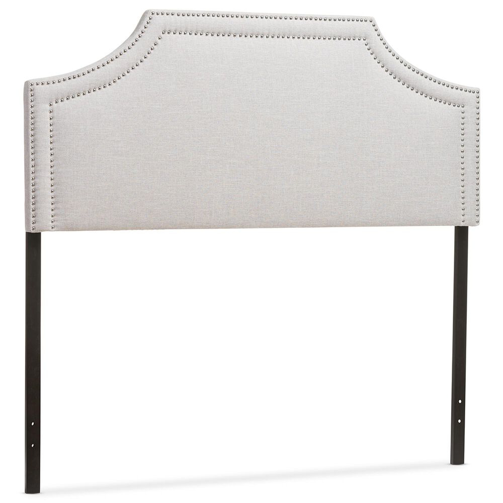 Baxton Studio Avignon Full Upholstered Headboard in Greyish Beige, , large